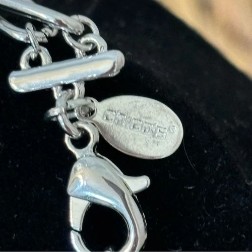 NWOT Chicos silver necklace with beautiful blue green purple crystals image 3
