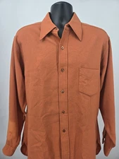 Pendelton VTG Flannel Shirt XL Orange Virgin Wool Pockets 60's 70's RARE Men *