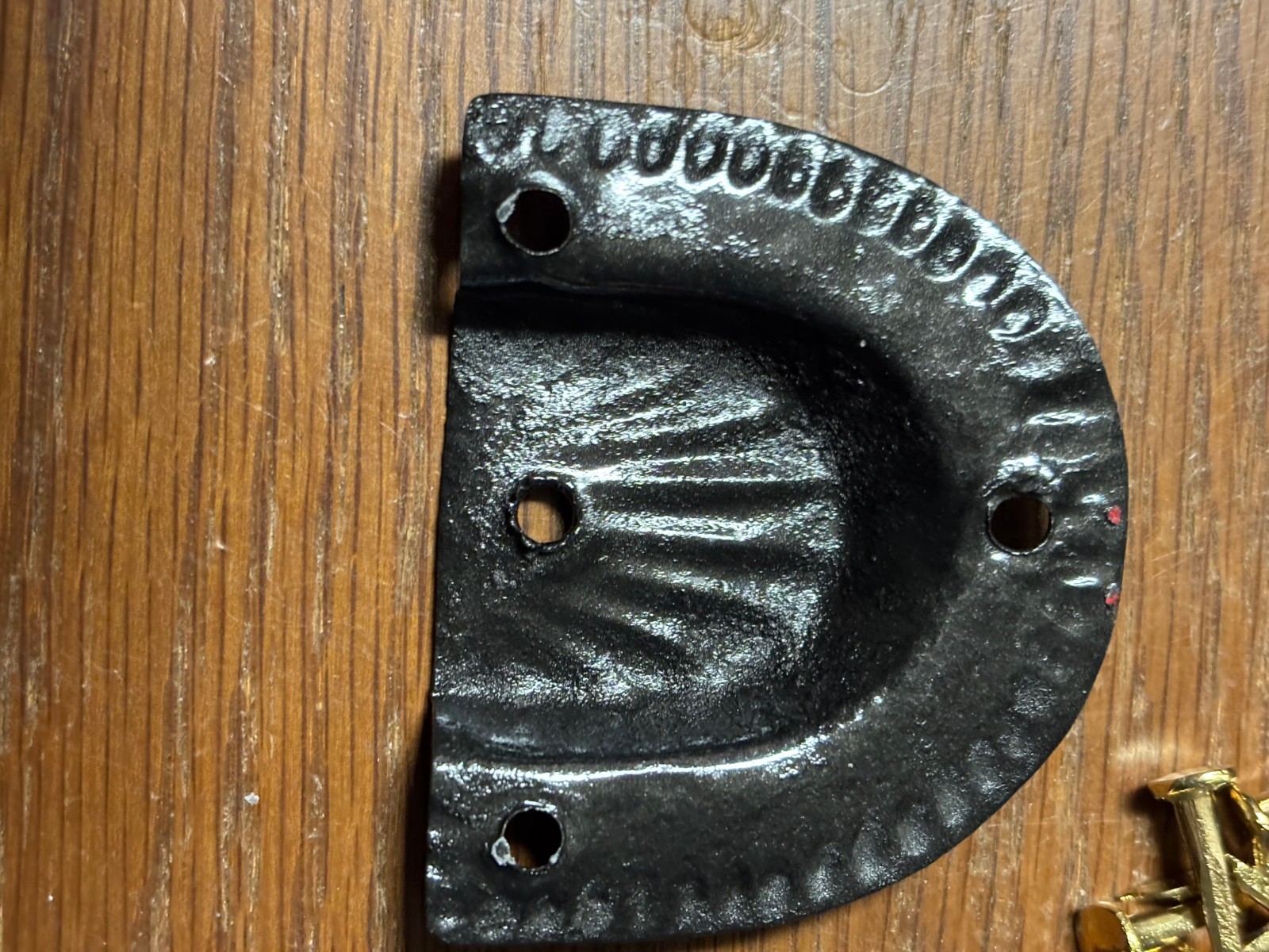 Trunk & Chest Hardware-4 Black original Leather Handle Steel Retainers & Tacks