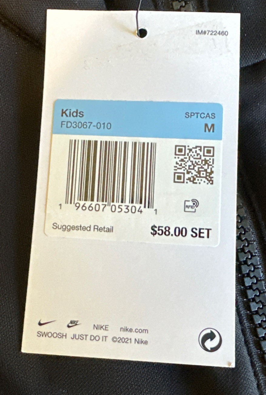 Nike Sportswear Tracksuit Jacket Boy's Size M FD3067-010 Black thumbnail 3