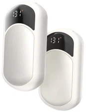 Electric Hand Warmers Rechargeable, 104–131°F with Temp & 2 Pack Warm White