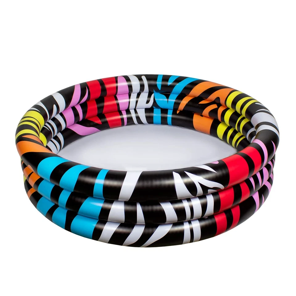 Kids Rainbow Splash Pool with Wacky Zebra Pattern Inflatable Fun for Summer - Image 2 of 4