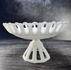 Vintage Fostoria Arlington Milk Glass Lace Compote 11"