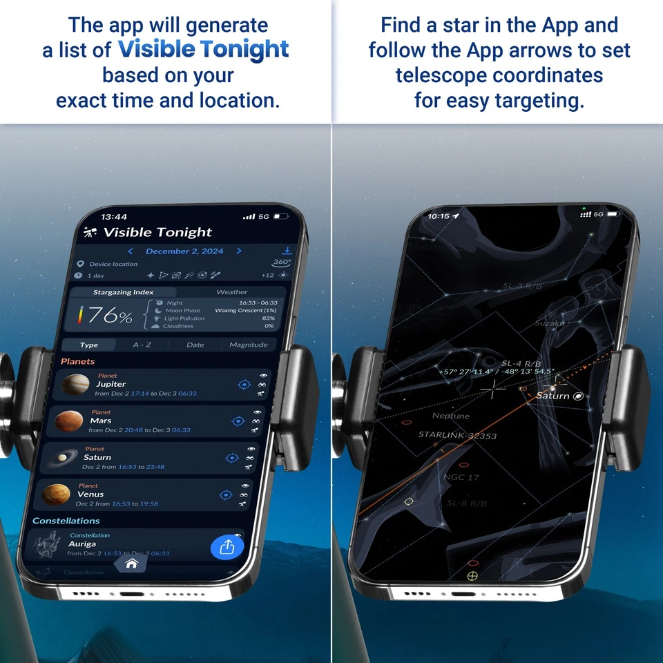80mm Aperture 700mm Astronomy Telescopes for Adults Beginners W/ Sky Tonight APP - Image 3 of 4