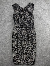 David Meister Dress Womens 2 Lace Sheath Ruched Sleeveless Formal Elegant Cockta