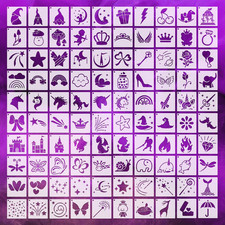 100 Pcs 2 Inch Small Stencils for Painting, Girls Theme