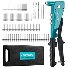 LIBRATON Heavy Hand Riveter Set with 100 Blind Rivets 4 HSS Drill Bits Aluminum