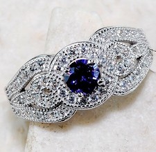 1CT  Amethyst  Topaz 925 Solid Sterling Silver Ring Jewelry Sz 8