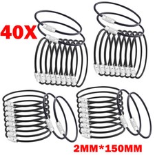 40PC Black 2.0mm 150mm Wire Keychain Cable Metal Luggage Tag Loops Key Rings NEW