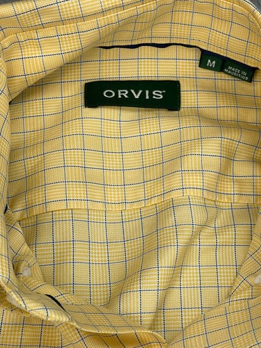 Camisa Orvis Para Hombre Mediana Amarilla Glen Patrón A Cuadros Abotonada Algodón Sin Arrugas - Imagen 8 de 17