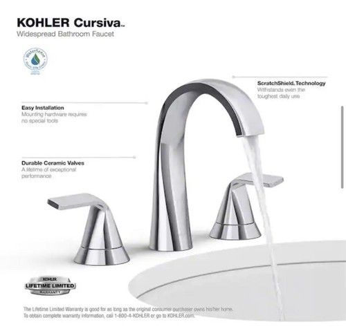 Grifo de baño Kohler Cursiva amplio de 2 manijas cromado pulido R30579-4D-CP - Imagen 5 de 8