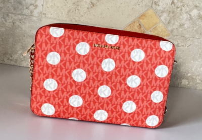 MICHAEL KORS JET SET ITEM EAST WEST CROSSBODY BAG POLKA DOTS MK