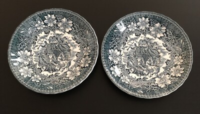 Set Of 2 Vintage Coaching Taverns Saucer 1828 Royal Tudor Ware Staffordshire