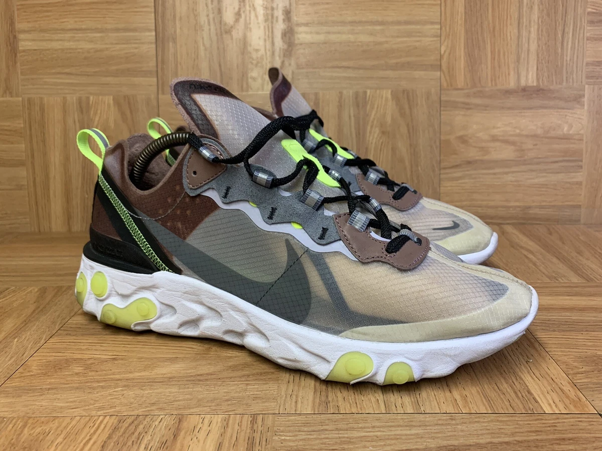 En necesidad de el último Transparente RARE🔥 Nike React Element 87 Desert Sand Cool Grey Volt Brown Sz 10  AQ1090-002 | eBay