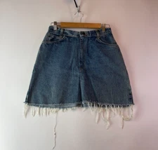 Vintage 90s Gitano Denim Mini Skirt Womens 28 Blue Med Wash Distressed Slim