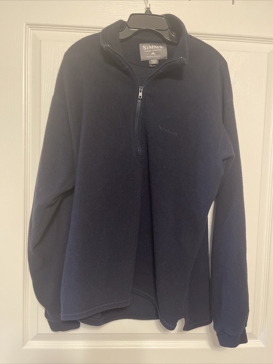 Simms 1/4 Zip Fleece Jacket - Mens Large- Blue Fly Fishing