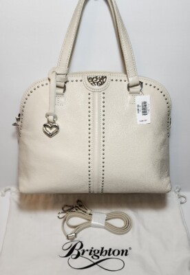 BRIGHTON NWT PRETTY COLL TOUGH WHITE JOLENE DOMED STUDDED CROSSBODY HANDBAG $390