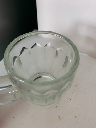 Tazza Mug Vintage Piccola Vetro Trasparente Mini Stein Piccolo Bambino Vetro Origine Europea - Foto 8 di 11