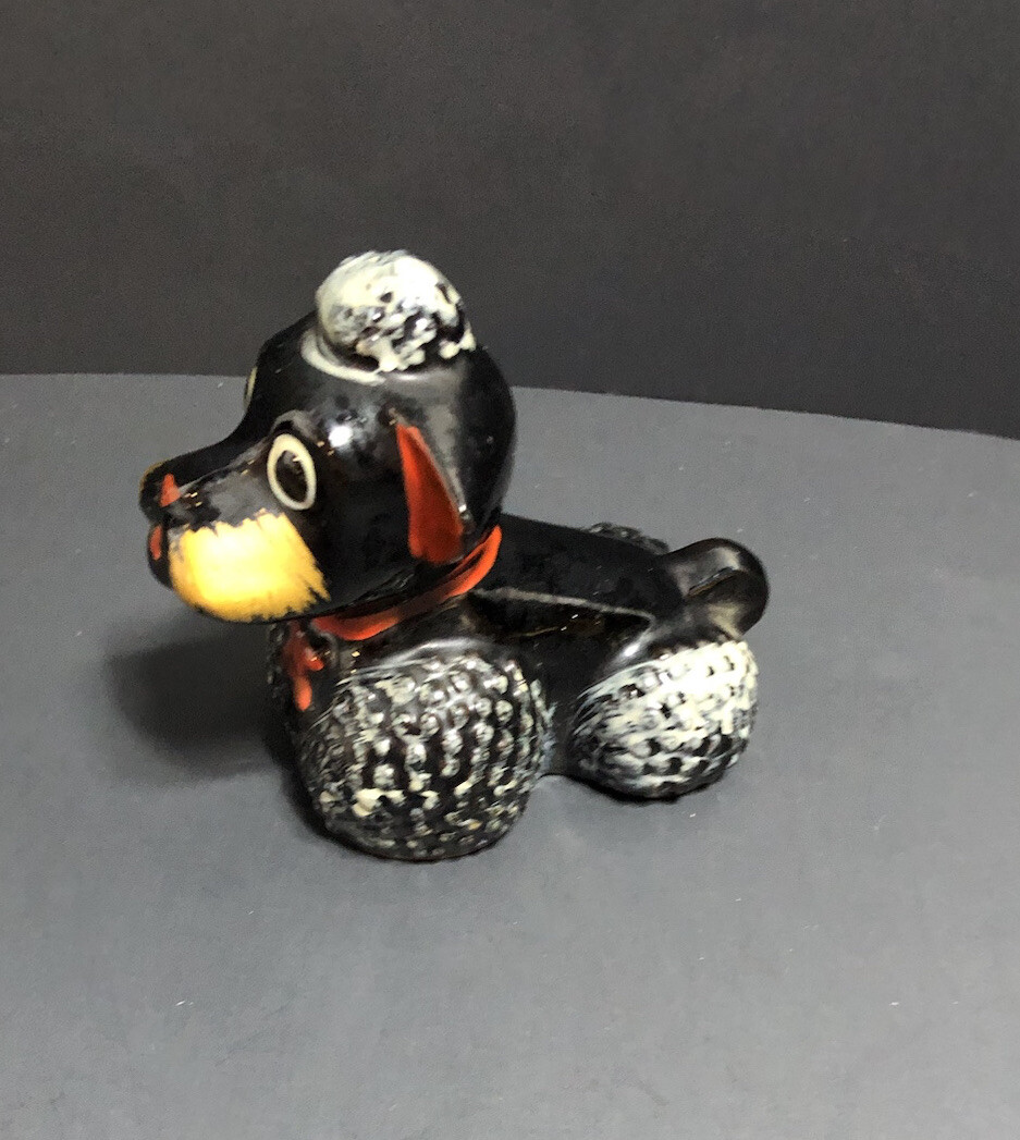 Vintage Japanese 1950's Ceramic Black Poodle Dog Figurine. 3