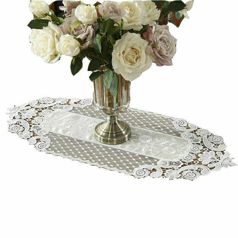 Embroidered Floral Lace Table Runners Wedding Venue Dinner Table Cover Decor New - Image 4 of 4