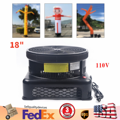 18" Air Blower Fan For Outdoor Inflatable Dancer Wind Tube Man Puppet Fly Guy US - Afbeelding 1 van 13