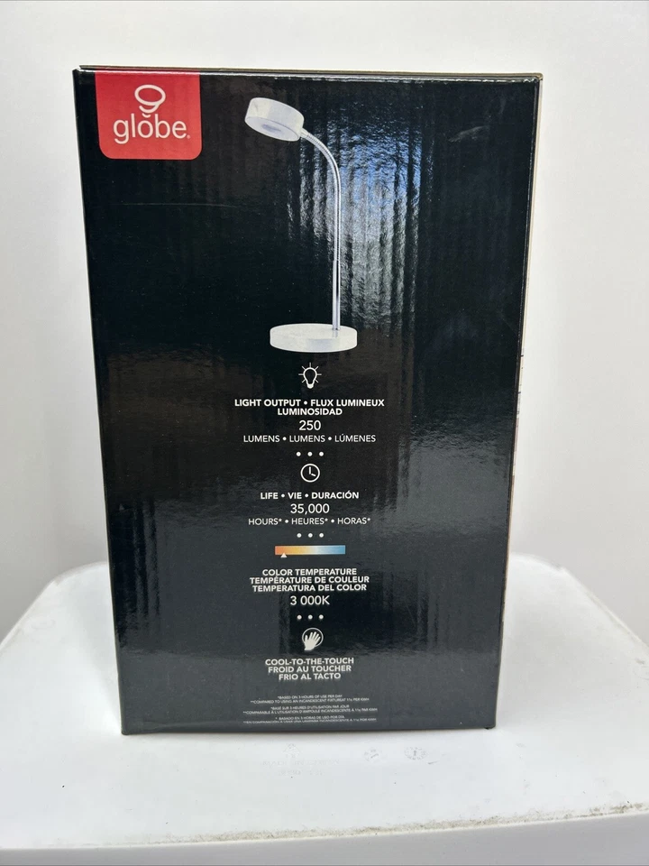 Globe Electric 12646 Energy Star интегрированная светодиодная настольная лампа, белая, хромированная - Изображение 2 из 4