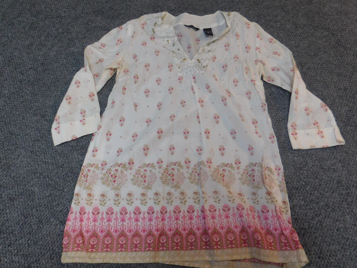 Chemisier Femme New York & Company - Imprimé Floral Bleu, Taille L, Occasion Très Bon état