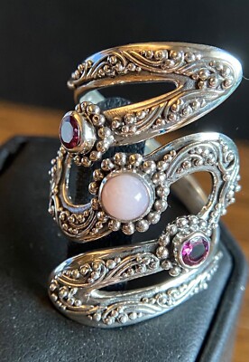 Sarda, Bali Handmade,Fabulous,Unique,  Sterling & Multi Gemstone Ring Sz 7.75