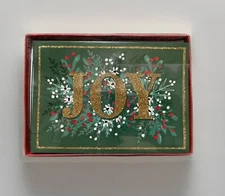 NEW Paper Craft "JOY" Holiday Floral 8ct Boxed Christmas Card Set