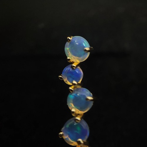 18k Solid Gold Earring Studs with Australia Natural Solid White Opal - Picture 8 of 10