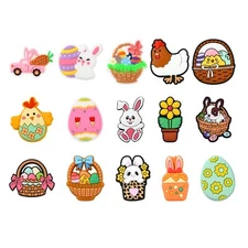 15pcs Easter Theme Silicone Beads Chewing Beads For DIY Nursing Necklaces Making