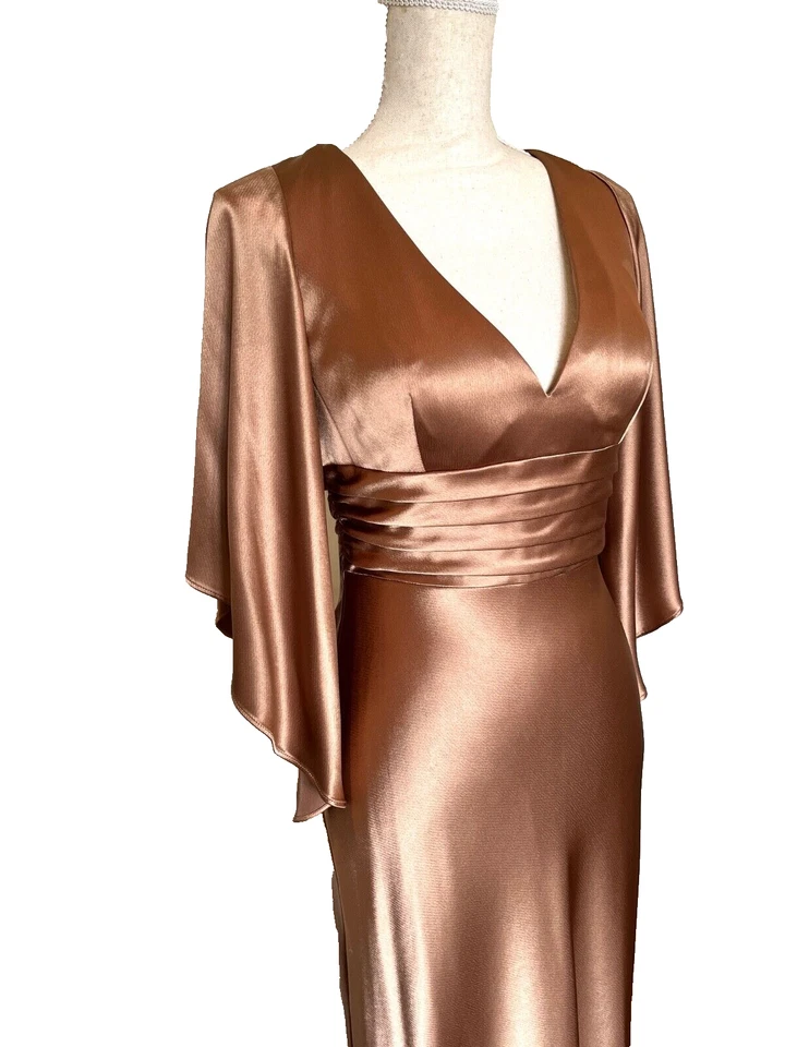 Элегантный выпуск Нью-Йорк бронза VNeck погружения завышенной талией платье женщин 8 новый с Ярлыками - Изображение 2 из 4