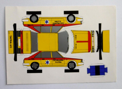 Bastelbogen Tatra 613 PKW Rettungsdienst Miniautosalon MA-02 CZ Postkarte 80er