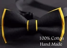 Men Men's Yellow and Black 100% Cotton Hand Made Pretied Bowtie Bow Tie Wedding