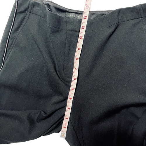 Eileen Fisher Straight Leg Pants Viscose Zip Small Leather Stripe Side Trim - Picture 12 of 13