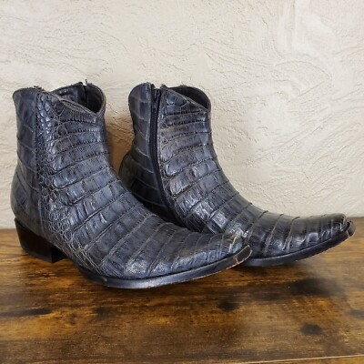 Old Gringo Boot Star Mens Caiman Croc Belly Boots Sz 10.5 Exotic Leather Silver