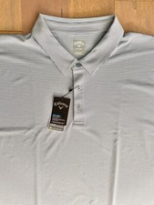 Callaway Polo Shirt Opti-Dri Flint Stone Gray White Stripe Shirt LT