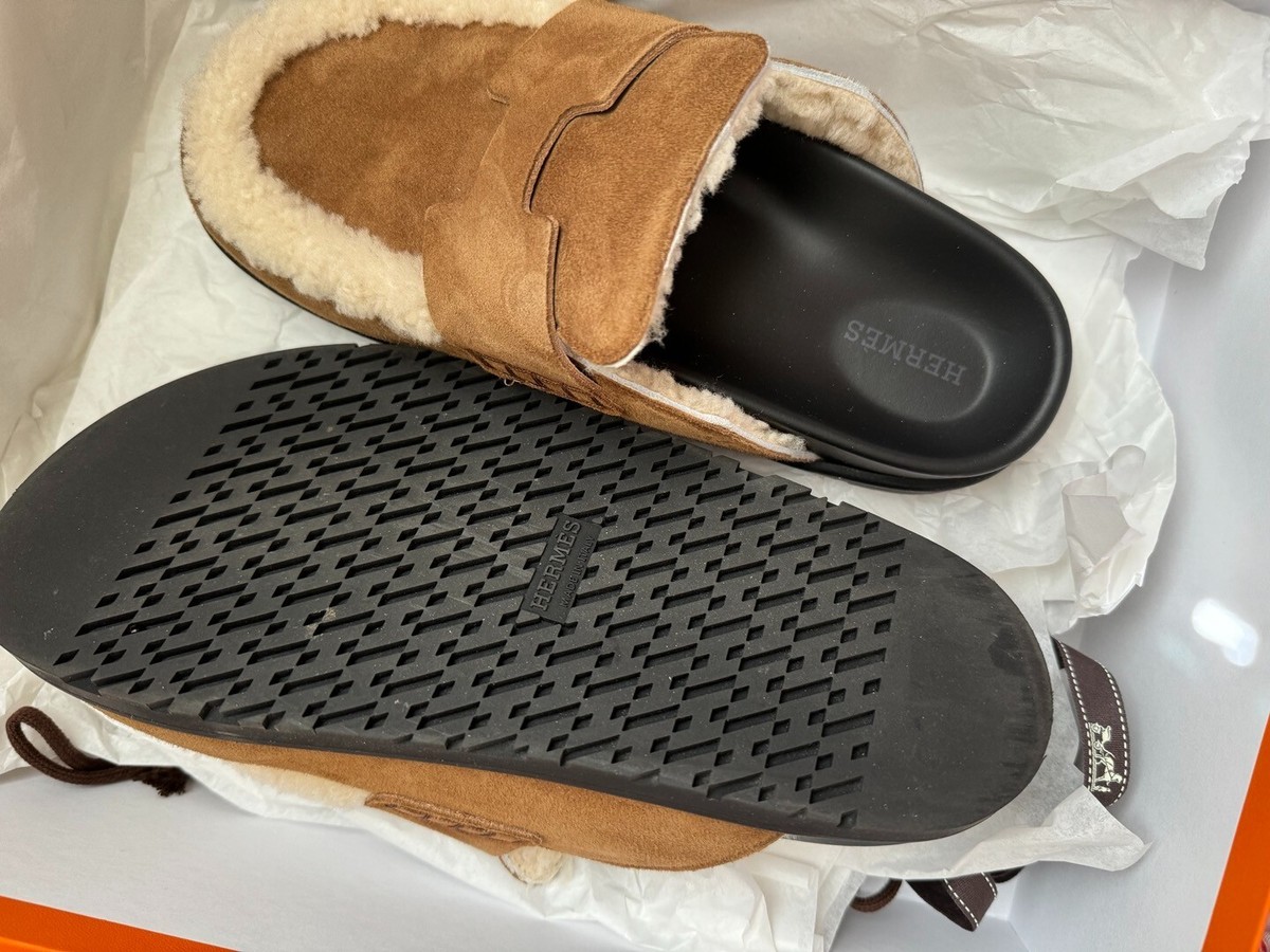 Hermes Suede Goatskin Shearling Go Mules Size 36 Women Slip On | eBay