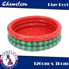 Childrens Paddling Pool 3 Ring Watermelon Inflatable Paddling Pool 120cm x 30cm