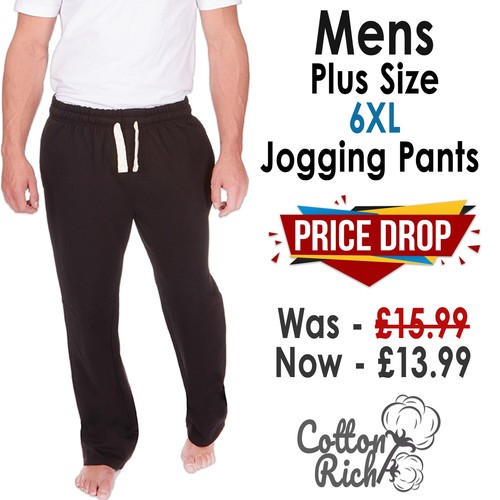 6XL Negro Hombre Talla Grande Pantalones Deportivos Pantalones Deportivos  Trotar Dobladillo Abierto Mezcla de Algodón | eBay
