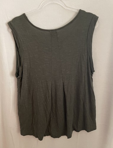 Camiseta sin mangas Bobeau XL verde oliva rayón camisa holgada sin mangas - Imagen 2 de 5