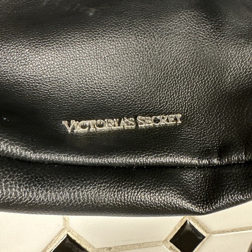 Victoria’s Secret Black Backpack Purse Faux Leather Fringe Drawstring Bag Boho - Picture 3 of 8
