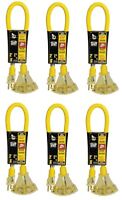 (6) Coleman Cable 2882 Power Block 2' Ft 15a 12 Ga Triple Outlet Extension Cords (6) Coleman Cable 2882 Power Block 2' Ft 15a 12 Ga Triple Outlet Extension Cords