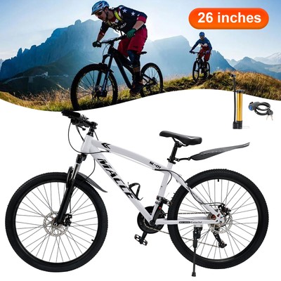 26'' White 27 speed double disc brake Suspension Fork mountain bike MTB for adult