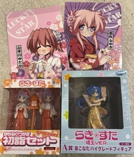 Lucky Star Anime Lot - Konata Kimono Figure Taukasa Kagami Shrine Figure w Files