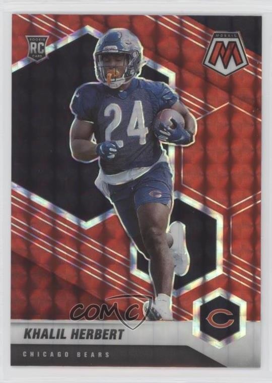2021 Panini Mosaic Rookies Red Mosaic Prizm Khalil Herbert #380 Rookie RC 0a3