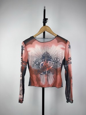  Sexy Darkness Avant Garde Tattoo Punk Emo Mesh Top Blouse S Opium Queen Y2k
