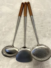Stainless Steel Wok Spatula Ladle Tool Set Long Handle 17inches Kitchenware NEW