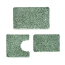 3 Pieces Luxury Bathroom Rug Set with U-Shaped Toilet Rug, Non-Slip Rubber Bo...