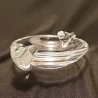 Vintage Signed Steuben Blown Glass Ashtray with side scrolls